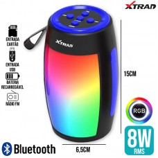Caixa de Som Bluetooth 8W RGB XDG-401 Xtrad - Azul
